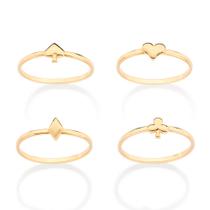 Kit aneis skinny naipes de baralho banhado 513541 Rommanel