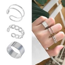 Kit Anel Ajustável Prateado Conjunto Feminino Moda Kit Anel Ajustável Prateado Conjunto Feminino Moda