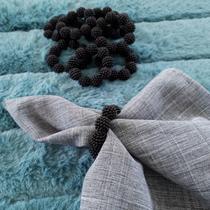 Kit anel argola Porta Guardanapo natal perolas pretas 6 un