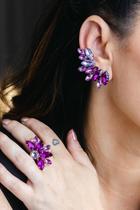 Kit Anel + Brinco Roxo Heyle