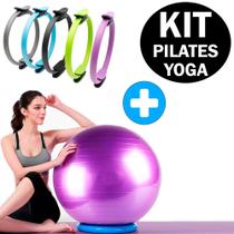 Kit Anel De Pilates e Yoga Arco Tonificador Flexível + Bola Suíça Pilates Yoga 55cm - Mbfit