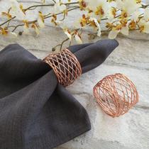 Kit Anel porta Guardanapo argola natal fio rose gold 6 peças