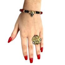 Kit Anel + Pulseira Pomba Gira Cristal E Silicone