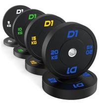 Kit Anilha Bumper Preta - 100kg para Academia Musculação