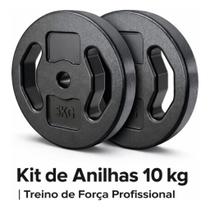 Kit Anilhas 10kg 2x5kg Treino Musculação Halteres Barra 28mm
