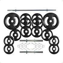 Kit Anilhas de Ferro 60 Kg + 2 Barras de 40cm + Barra de 150cm