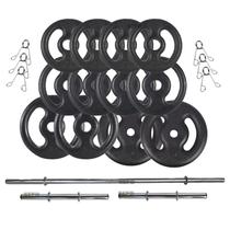 Kit Anilhas Ferro 50kg + 2 Barras 40cm + 1 Barra 120cm Kit Anilhas Ferro 50kg + 2 Barras 40cm + 1 Barra 120cm