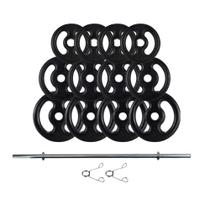 Kit Anilhas Ferro Fundido 40 Kg + Barra 120m + Presilhas Kit Anilhas Ferro Fundido 40 Kg + Barra 120m + Presilhas