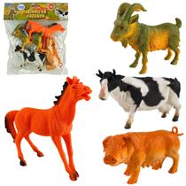 Kit Animais 4 Peças fazenda Vinil Brinquedo Crianças bichos
