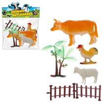 Kit Animais da Fazenda com 3 Animais e 3 Acessórios