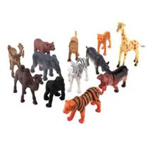 Kit Animais Da Selva Plástico Miniaturas com 12 Unidades - Etitoys