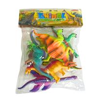 Kit Animais Dinossauros de Borracha 09 Peças Tamanho Grande