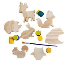 Kit animais do bosque educativo em madeira para colorir - Fabrika