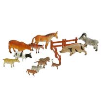 Kit Animais Fazenda Brinquedo Criança Decoração 19 Peças Cavalo Boi Vaca Carneiro Porco Cachorro - Toys