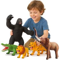 Kit Animais Selva Leao Tigre Jacare Gorila Elefante Vinil