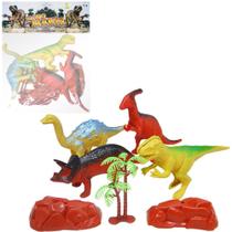 Kit animal dinossauro de plastico com acessorios 7 pecas - PICA PAU