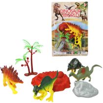 Kit animal dinossauro de pvc dinosaur world com acessorios 7 pecas