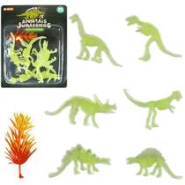 Kit Animal Dinossauro Fósseis De Pvc Animais Jurássicos Brilha Escuro Acessório Sortidos 7 Peças