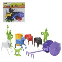 Kit animal fanzenda de plastico mini sitio com acessorios 8 pecas na solapa