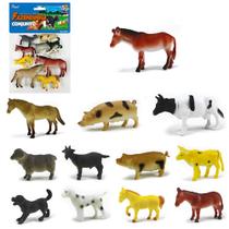 Kit animal fazenda de pvc farm set com 12 pecas na solapa