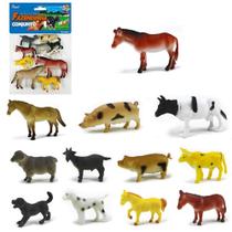 Kit animal fazenda de pvc farm set com 12 pecas na solapa - MOHNISH
