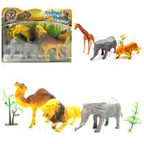 Kit animal selvagem de plastico animal world com acessorios 5 pecas