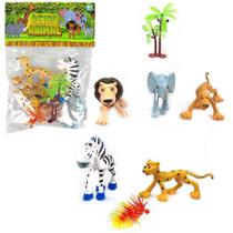 Kit animal selvagem de pvc cartoon com acessorios 7 pçs