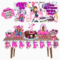 Kit aniversário decoração Make up Maquiagem festa em casa só um bolinho + necessarie Kit aniversário decoração Make up Maquiagem festa em casa só um bolinho + necessarie