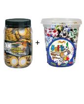 Kit Aniversario Kikakau 1 Pote Moedas 680g 1 Pote Bolinhas Chocolate 680g KIt Festas