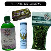 Kit Anjo Da Guarda com 1 Alfazema 500mL Banho de Ervas 40g 1 Defumador Tablete 1 Vela 7 Dias