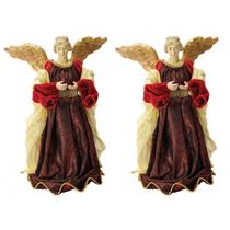 Kit Anjo Natal Plus Seda 25cm Vinho c/ Dour 2un-Magizi