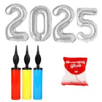 Kit Ano Novo 2025 Balão Prata Festa Decoração Réveillon Kit Ano Novo 2025 Balão Prata Festa Decoração Réveillon