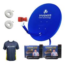 Kit Antena Alto Ganho Ku + 2 Receptores Vivensis Vx10 + Lnbf