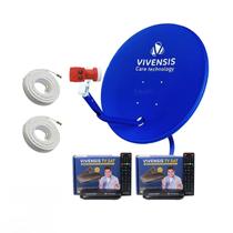 Kit Antena Alto Ganho Ku + 2 Receptores Vivensis Vx10 + Lnbf