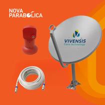 Kit Antena Banda KU Vivensis + LNBF Simples + Kit Cabo 15 mts