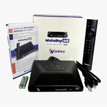 kit antena com Receptor Digital Century MidiaBox B5 HDTV, Bivolt Preto