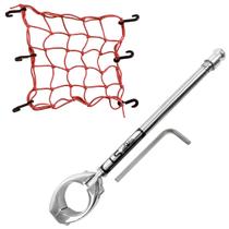 Kit Antena Corta Pipa Cerol Linha Fio Guidão Proteção Cromada / Rede Redinha Elástica Aranha Prender Capacete Moto
