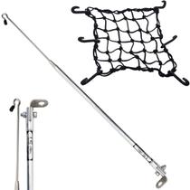 Kit Antena Corta Pipa Cerol Linha Fio Proteção Cromada Retrovisor / Rede Redinha Elástica Aranha Capacete Moto