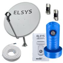 Kit Antena Digital Parabólica Elsys 60cm Ku Lnbf Simples Cabo e Conectores Kit Antena Digital Parabólica Elsys 60cm Ku Lnbf Simples Cabo e Conectores