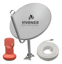 Kit Antena Digital Parabólica Vivensis 60cm Lnbf Ku Cabo
