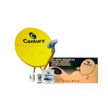 Kit Antena Ku 60cm Bipartida Amarela + Lnbf Simples + Kit Cabo 15m C/ 2 Conectores C/ Caixa Century
