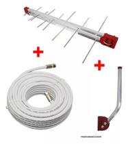 Kit Antena Log 38 PDI + Cabo Coaxial rg6 15m branco + Mastro Articulado 45cm