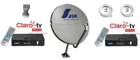 Kit Antena Parabólica 60cm Claro Tv Pré-Pago com 2 Recepitores Digital HD