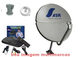 Kit Antena Parabólica 60cm com Receptor Digital SatHd Visiontec VT1000