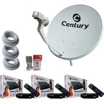 Kit Antena Parabólica Ku Century 60cm com 3 Midiabox B7