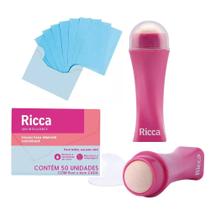 Kit Anteoliosidade Ricca 50 Lenço Removedor + Rolo Facial Super Pedra Vulcânica