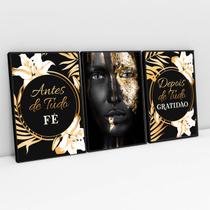 Kit Antes De Tudo Fé Mulher Dourada Decorativo Kit Antes De Tudo Fé Mulher Dourada Decorativo