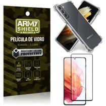 Kit Anti Impacto Galaxy S21 Plus Capinha Anti Impacto + Película de Vidro 3D - Armyshield