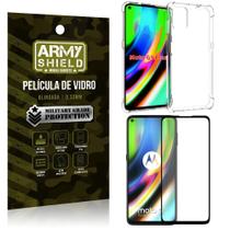 Kit Anti Impacto Moto G9 Plus Capinha Anti Impacto + Película de Vidro 3D - Armyshield