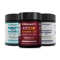 Kit Anti-inchaço - Pro3magnesio + Picolinato de Cromo + Fits36 Alwaysfit Sem Sabor